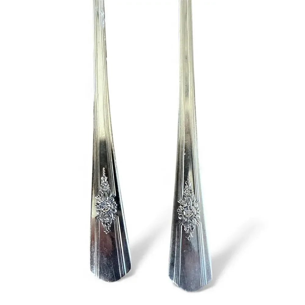 Vintage WM Rogers Desire Iced Tea Spoons  Set of 10 (1940s) Silverplate Flatware